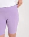 Legginsy kolarki damskie w prążek wysoki stan FIOLETOWY