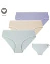 Figi damskie bikini bawełniane klasyczne gładkie w pastelowych kolorach 3-pak WIELOKOLOROWY