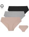 Figi damskie bikini bawełniane klasyczne gładkie majtki basic 3-pak WIELOKOLOROWY