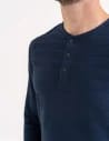 Koszulka męska longsleeve bawełniany z guzikami GRANATOWY