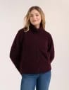 Bluza polarowa damska sherpa baranek o kroju boxy ze stójką i kieszeniami FIOLETOWY