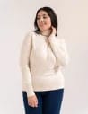 Sweter damski golf wiskozowy klasyczny z długim rękawem KREMOWY
