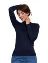 Sweter damski golf wiskozowy klasyczny z długim rękawem GRANATOWY