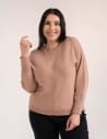 Sweter damski z wiskozy z ozdobnym wzorem na rękawach ZŁOTY
