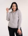 Sweter damski z wiskozy z ozdobnym wzorem na rękawach SZARY