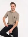 T-shirt męski bawełniany 100% z krótkim rękawem koszulka męska z nadrukiem BEŻOWY