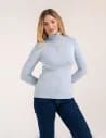 Sweter damski golf wiskozowy klasyczny z długim rękawem JASNY NIEBIESKI 