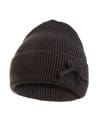 Czapka damska prążkowana beanie z kokardką ciepła czapka na zimę CZARNY