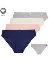 Figi damskie bawełniane majtki bikini z kokardką 4-pak WIELOKOLOROWY