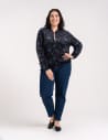 Bluza welurowa damska rozpinana bomberka w kwiatowy print WZÓR 2