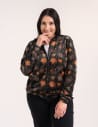 Bluza welurowa damska rozpinana bomberka w kwiatowy print WZÓR 1