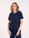 Damska koszulka z bawełny merceryzowanej 100% t-shirt z krótkim rękawem GRANATOWY