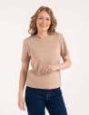 Damska koszulka z bawełny merceryzowanej 100% t-shirt z krótkim rękawem BEŻOWY