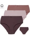 Majtki damskie maxi bikini prążkowane figi z wysokim stanem zestaw 3-pak WIELOKOLOROWY
