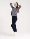 Legginsy damskie ocieplane modelujące z wysokim stanem z wiskozą GRANATOWY