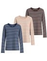 Damskie koszulki longsleeve w paski bawełniane na co dzień zestaw 3-pak S