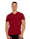 Koszulka męska bawełna Premium T-shirt dekolt w serek BORDOWY
