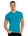 Koszulka męska bawełna Premium T-shirt dekolt w serek TURKUSOWY