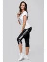 Legginsy damskie 3/4 z lampasami CZARNY