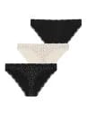 Majtki damskie figi mini bikini w serduszka z koronką 3-pak WIELOKOLOROWY