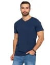 Koszulka męska bawełna Premium T-shirt dekolt w serek GRANATOWY