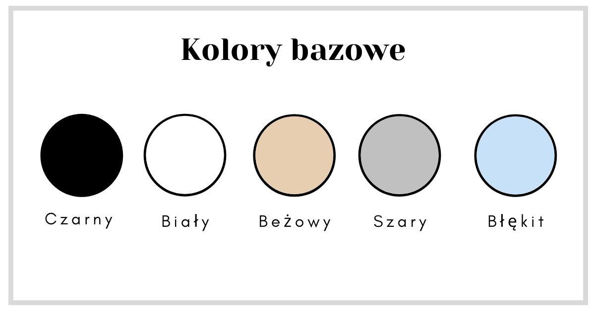 kolory bazowe ubrań: czarny, biały, beżowy, szary, błękit