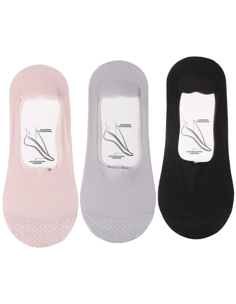 Damskie skarpetki laserowo cięte niskie z bawełną 3-pak (Kolor: WIELOKOLOROWY - Rozmiar: 38-41)