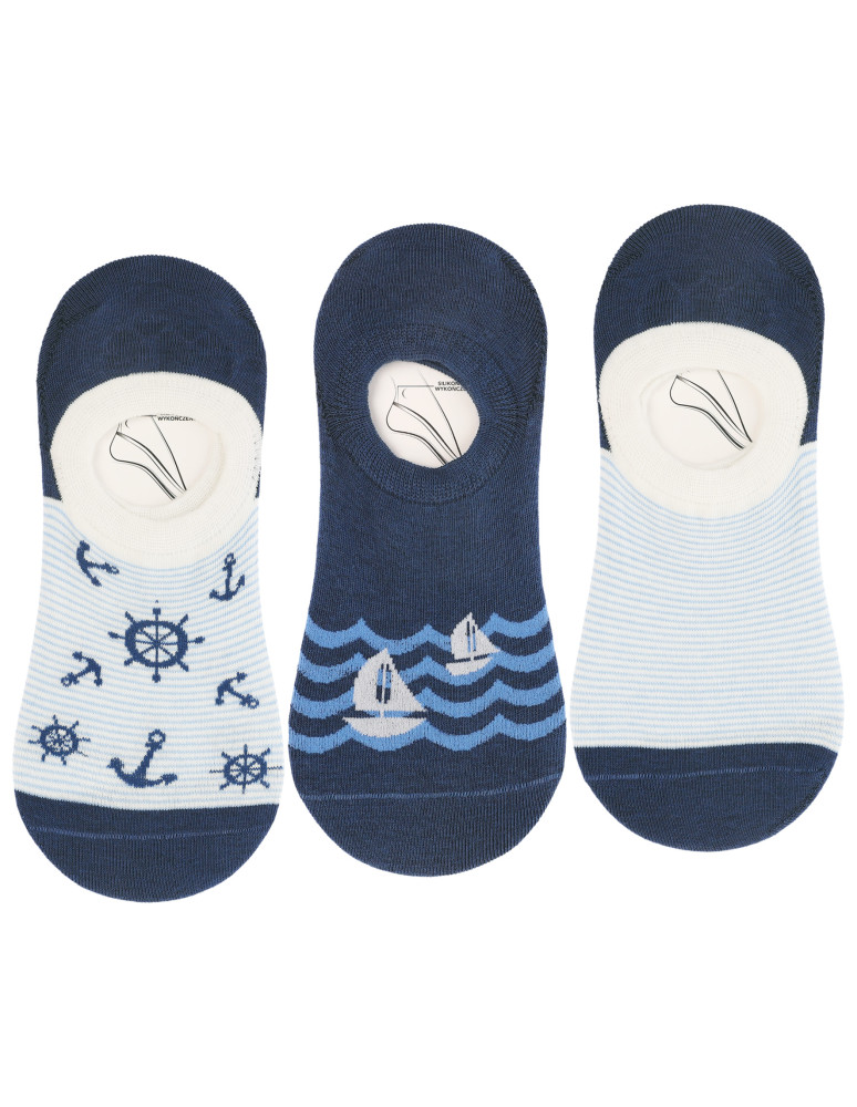 Skarpety męskie stopki niskie marinistyczny styl 3-pak (Kolor: WIELOKOLOROWY - Rozmiar: 39-42)