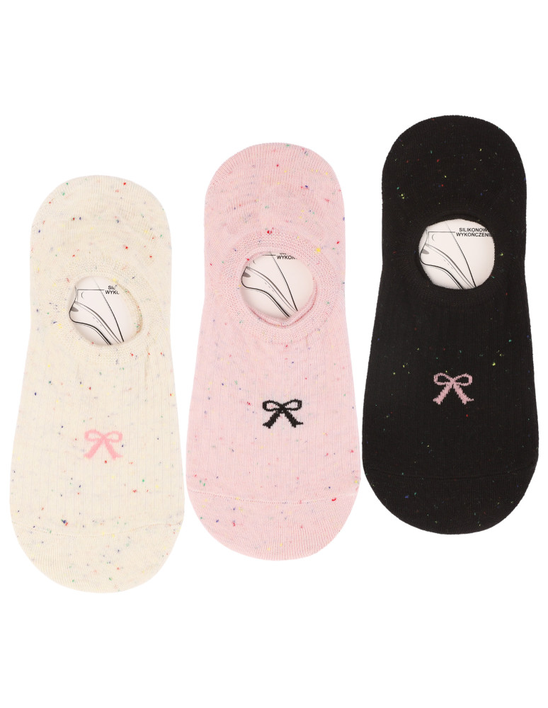 Skarpety damskie stopki niskie melanżowe z kokardką 3-pak (Kolor: WIELOKOLOROWY - Rozmiar: 35-38)