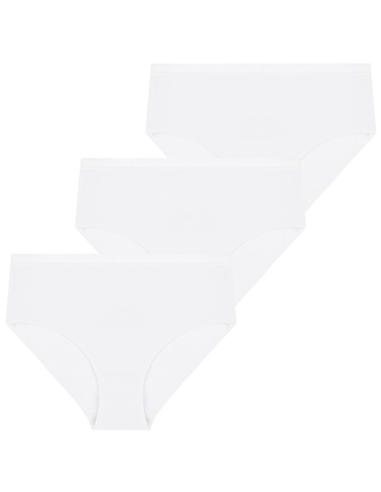 Majtki dziewczęce klasyczne bawełniane figi bez wzoru 3-pak (Kolor: BIAŁY - Rozmiar: 158-164)