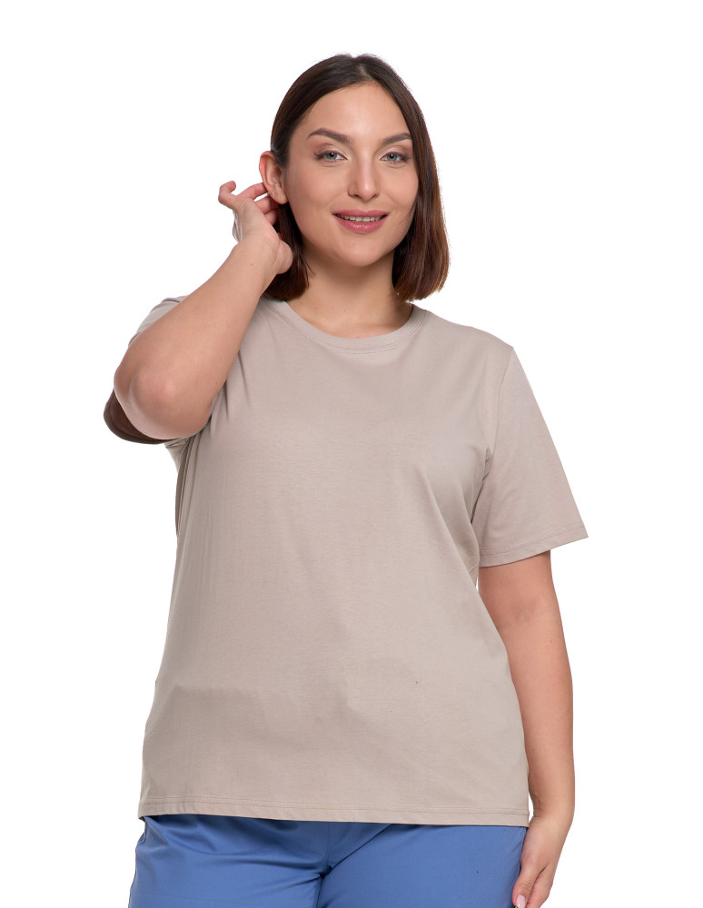 T-shirt damski bawełniany bez szwów bocznych (Kolor: GRANATOWY - Rozmiar: XL)