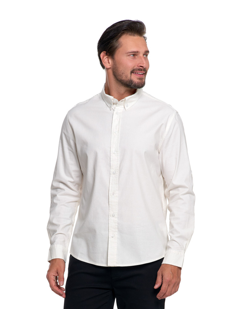 Męska koszula bawełniana z długim rękawem (Kolor: CZARNY - Rozmiar: L)