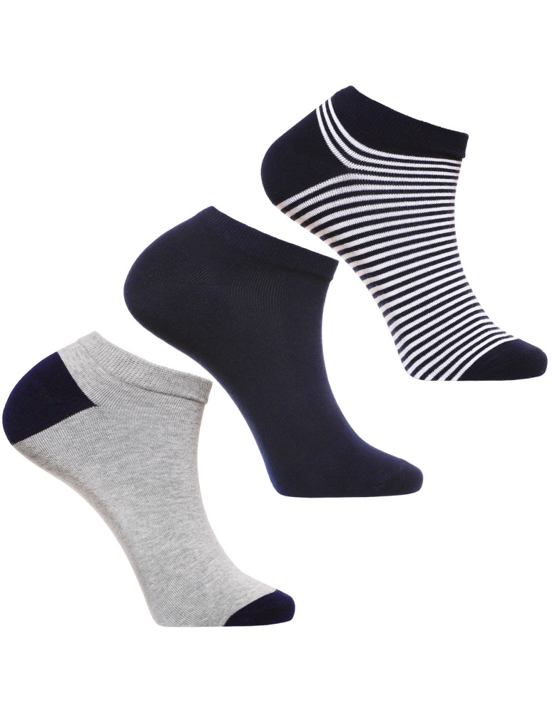 Skarpetki stopki męskie klasyczne w paski 3-pak (Kolor: WIELOKOLOROWY - Rozmiar: 39-42)