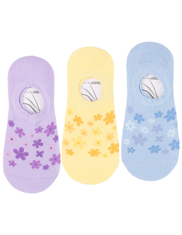 Damskie skarpetki niskie stopki w kwiaty 3-pak (Kolor: WIELOKOLOROWY - Rozmiar: 35-38)