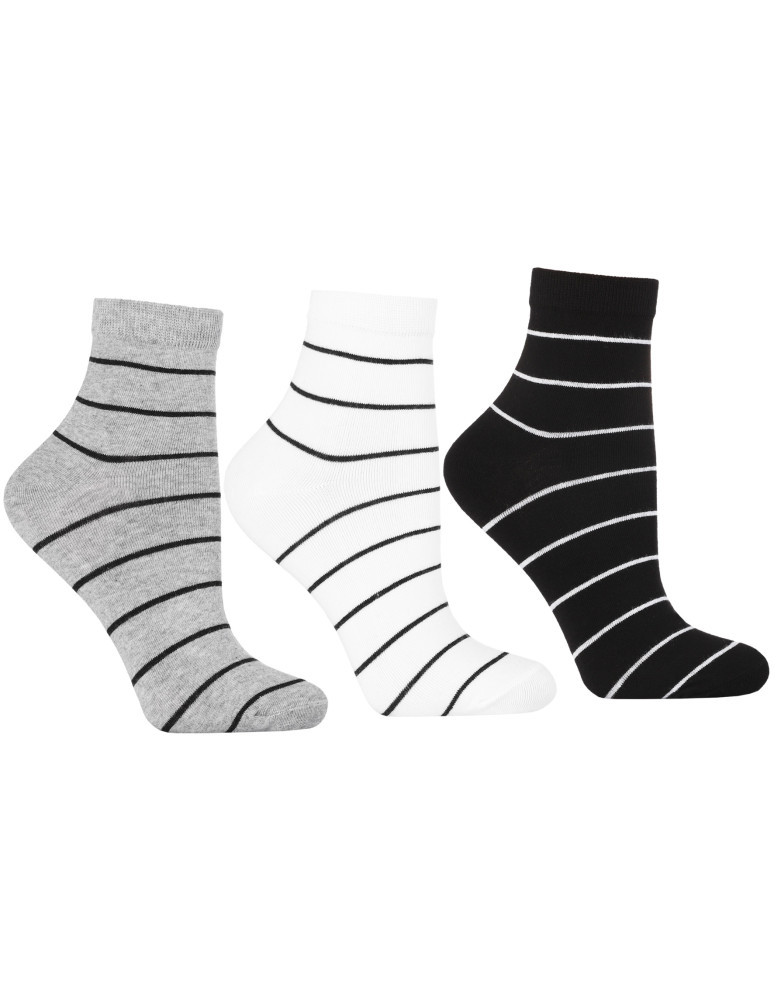 Damskie skarpetki za kostkę w paski 3-pak (Kolor: WIELOKOLOROWY - Rozmiar: 38-41)