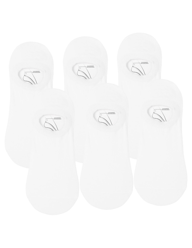 Męskie skarpety stopki niskie bez wzoru 6-pak (Kolor: BIAŁY - Rozmiar: 43-45)
