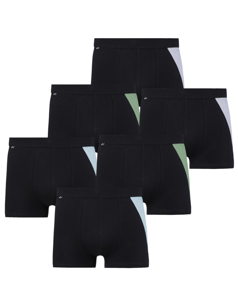 Bokserki męskie bawełniane z kontrastowym paskiem 6-pak (Kolor: CZARNY - Rozmiar: L)