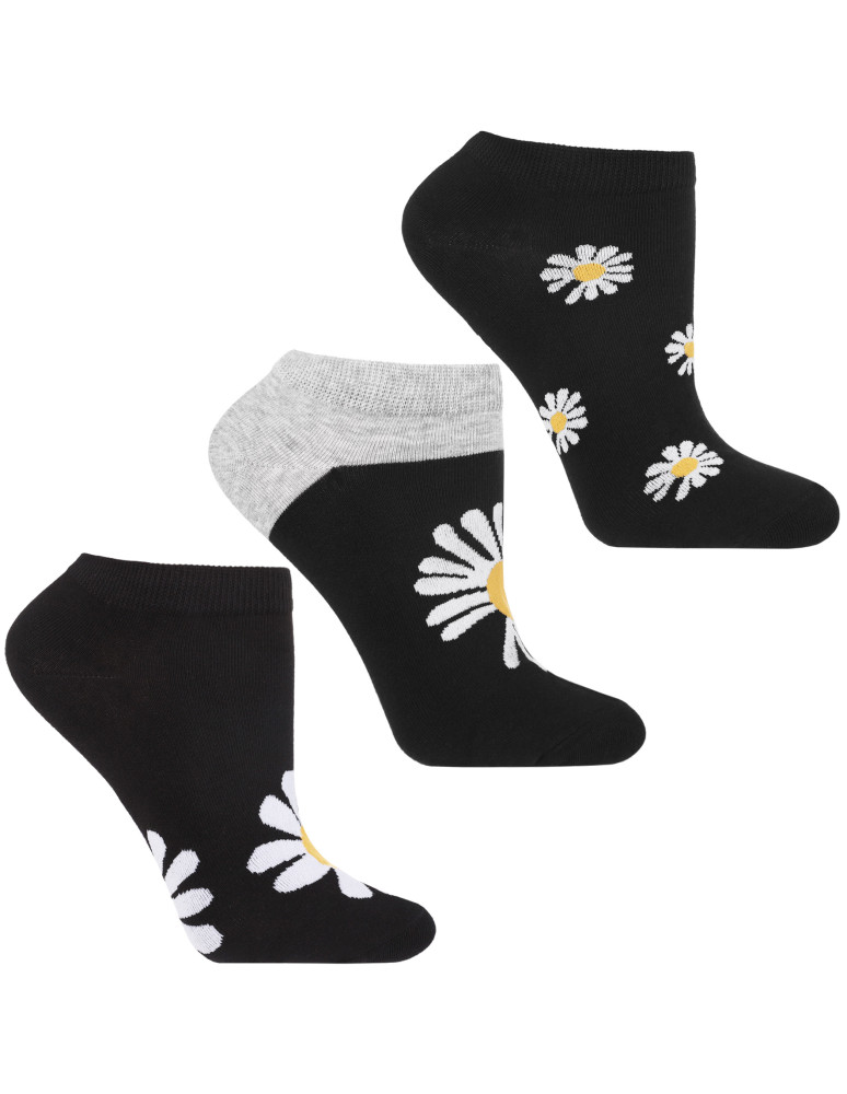 Damskie skarpetki stopki w stokrotki 3-pak (Kolor: WIELOKOLOROWY - Rozmiar: 35-38)