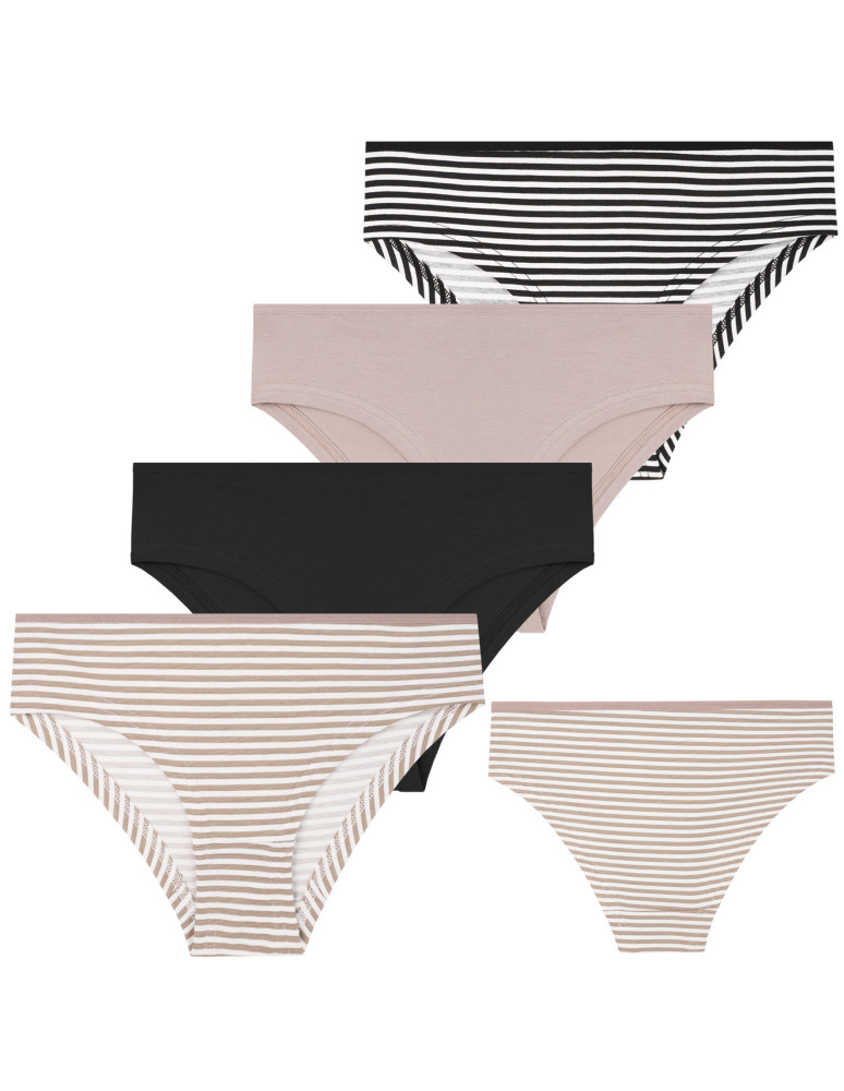 Damskie majtki figi bikini w paski i jednolite 4-pak (Rozmiar: S - Kolor: WIELOKOLOROWY)