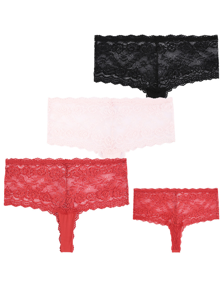 Majtki damskie szorty koronkowe 3-pak (Rozmiar: 2XL - Kolor: WIELOKOLOROWY)