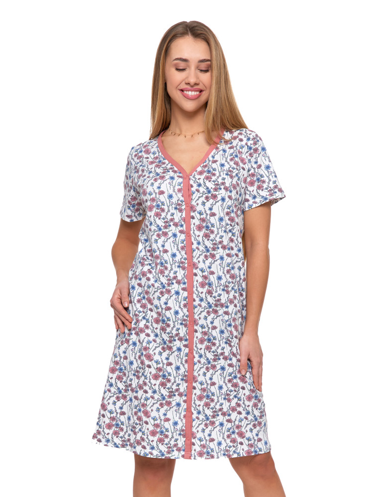 Koszula nocna damska rozpinana z krótkim rękawem (Rozmiar: XL - Kolor: WZÓR 1)