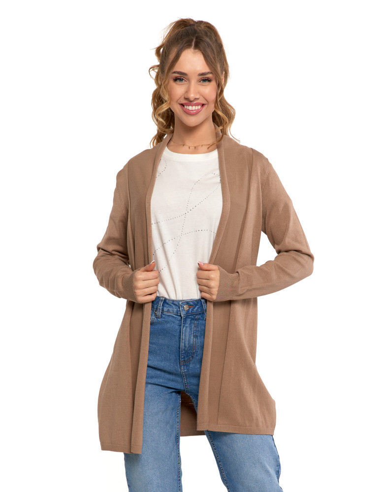 Kardigan damski sweter z długimi rekawami (Rozmiar: L/XL - Kolor: BEŻOWY)