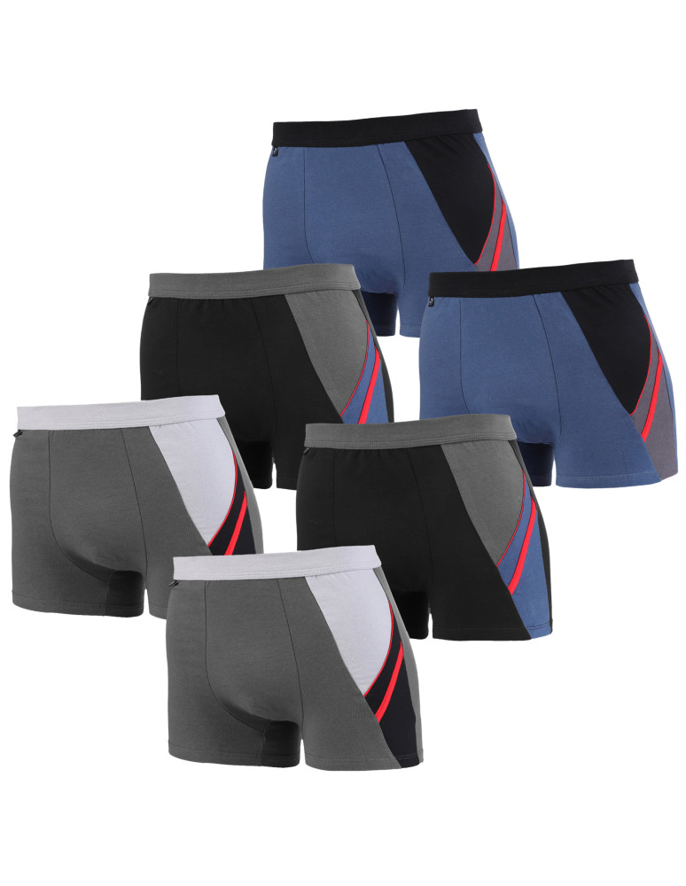 Bokserki męskie bawełniane klasyczne Plus Size 6-pak (Rozmiar: 6XL - Kolor: WIELOKOLOROWY)