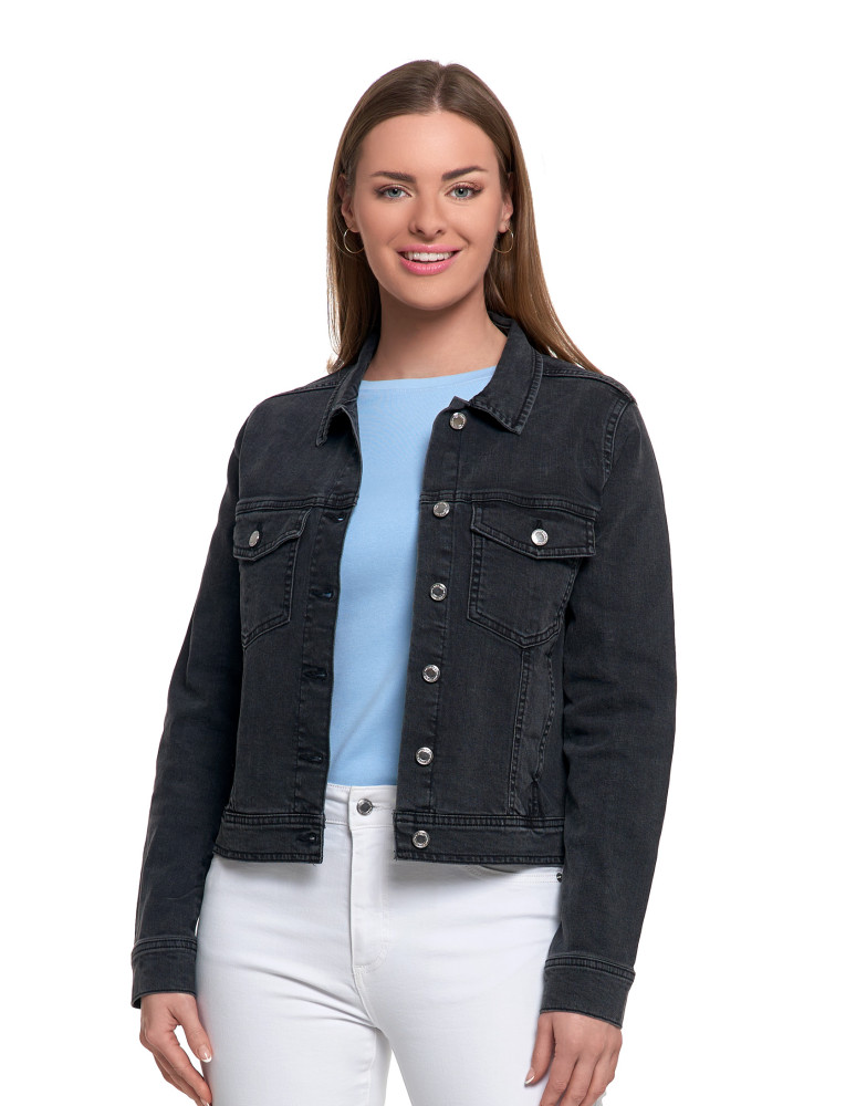 Kurtka jeansowa damska klasyczna (Rozmiar: XL - Kolor: GRAFIT)