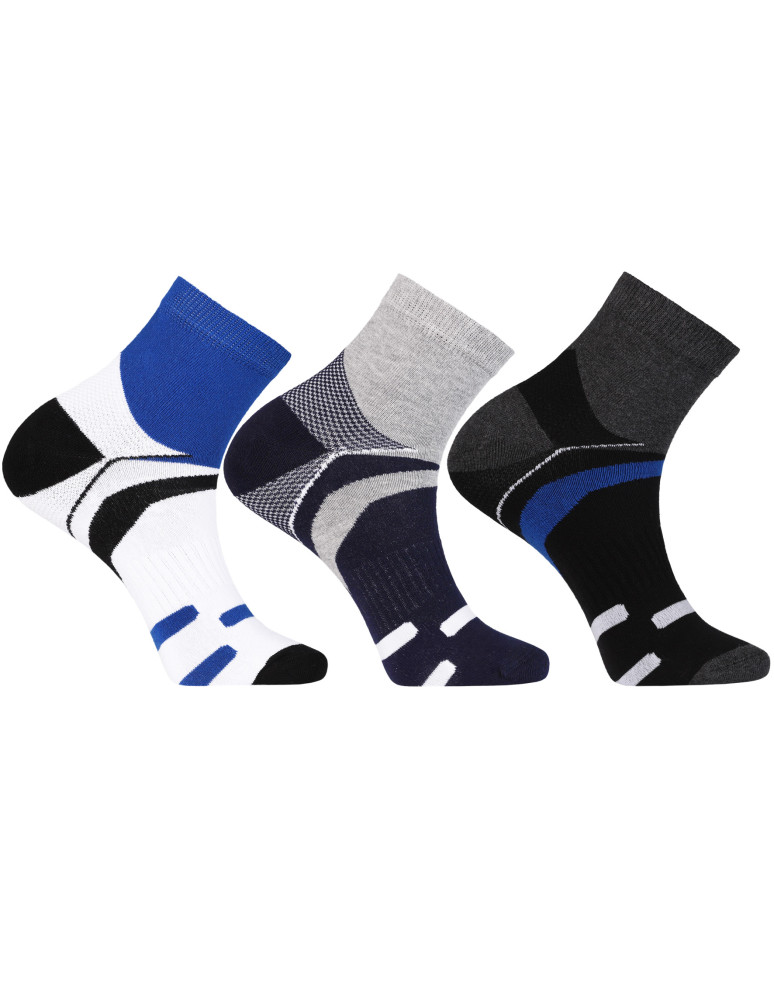 Skarpetki męskie sportowe bawełniane w paski 3-pak (Kolor: MIX KOLOR - Rozmiar: 43-45)