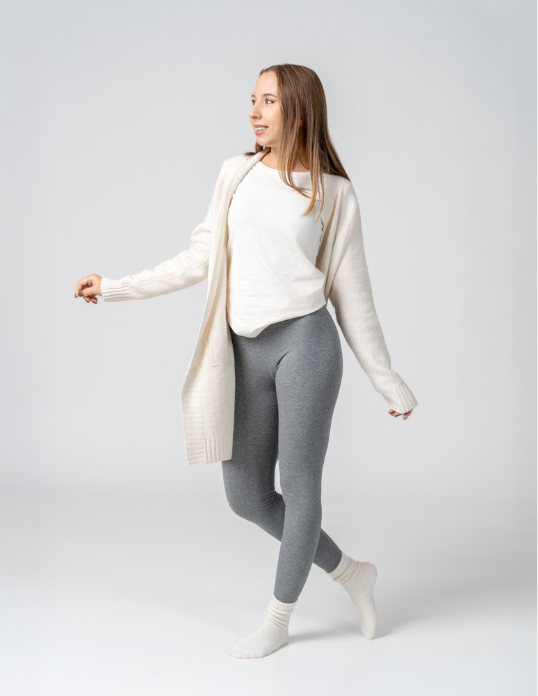 Klasyczne bawełniane legginsy damskie (Rozmiar: L/XL - Kolor: JASNY SZARY)