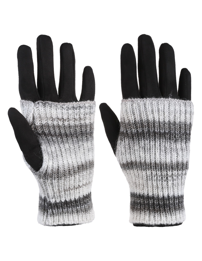 Rękawiczki damskie 2w1 z zamszowym wnętrzem (Kolor: BEŻOWY - Rozmiar: Uniwersalny)