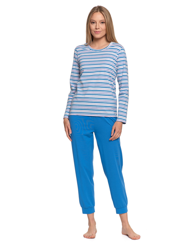 Piżama damska w paski z długim rękawem i spodniami (Rozmiar: L - Kolor: WZÓR 1)