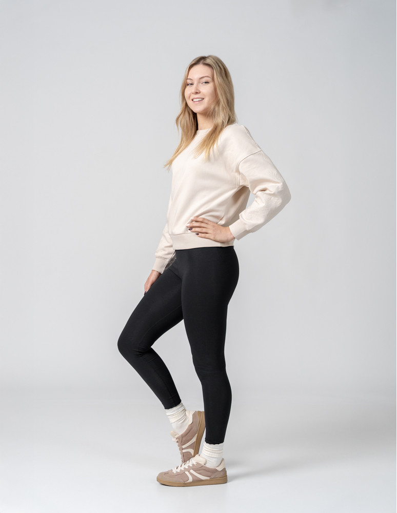 Klasyczne czarne legginsy ocieplane damskie (Kolor: CZARNY - Rozmiar: L/XL)