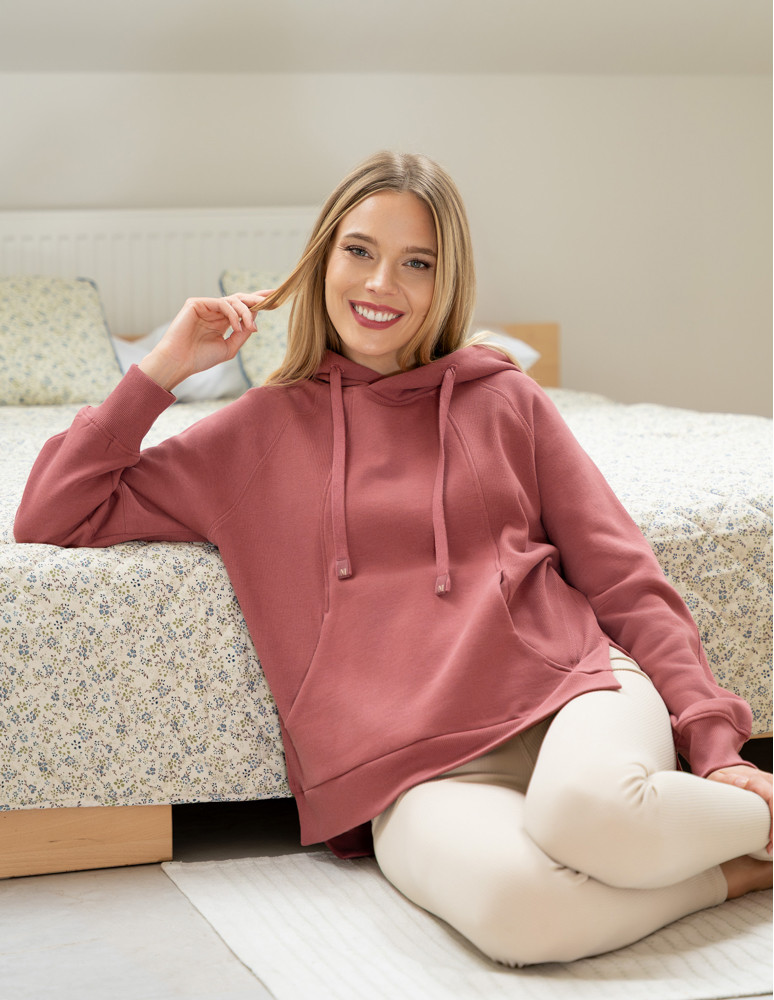 Bluza damska dresowa bawełniana luźna ocieplana (Rozmiar: S - Kolor: BEŻOWY)